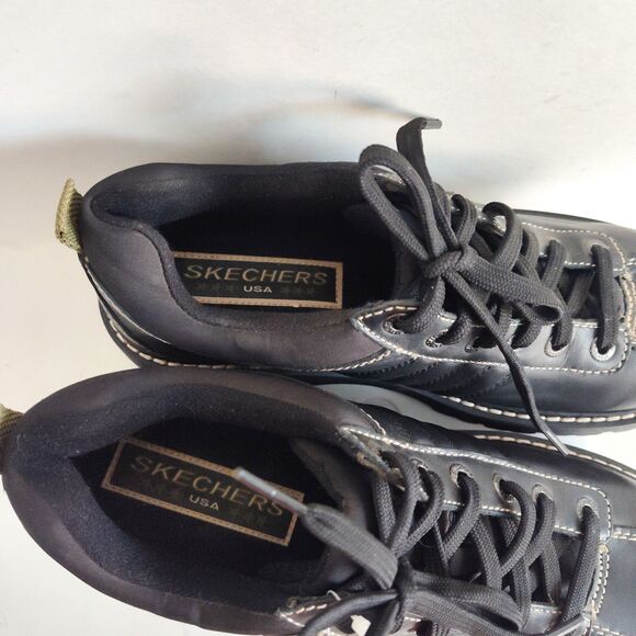 New Vintage Skechers Jammers Shoes Size 11 Black Leather Y2K Chunky Platform Y2K - Picture 10 of 11